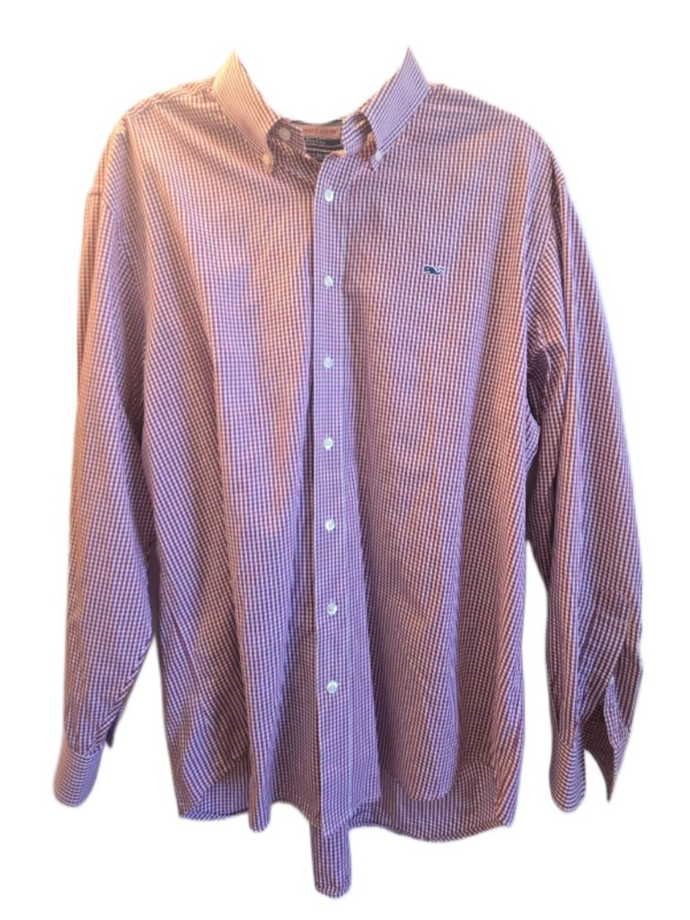 Vineyard Vines Mens Red and White Checkered Button Down Shirt